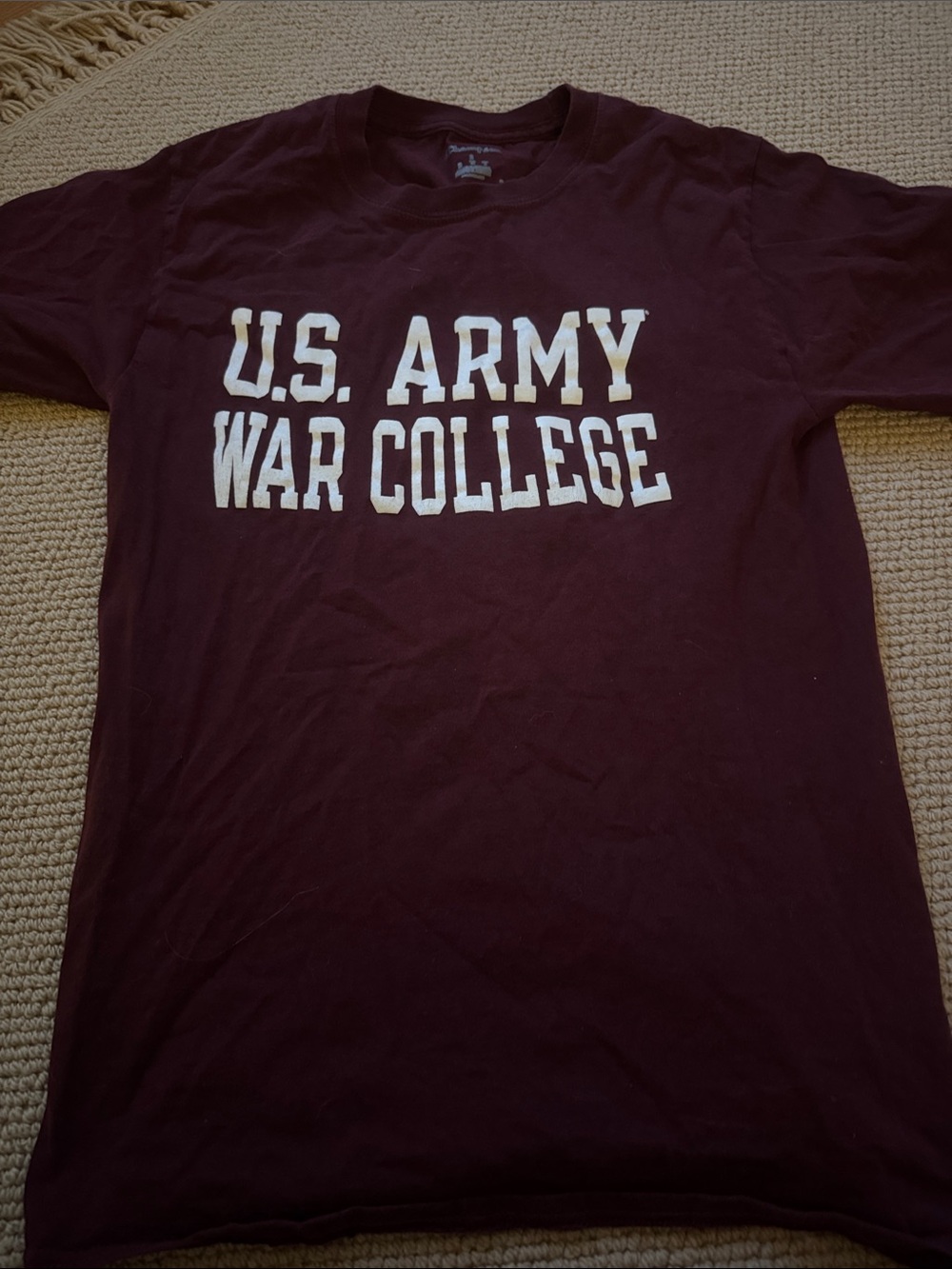 Champion Maroon Short Sleeve Tee with White U.S. Army War College Print